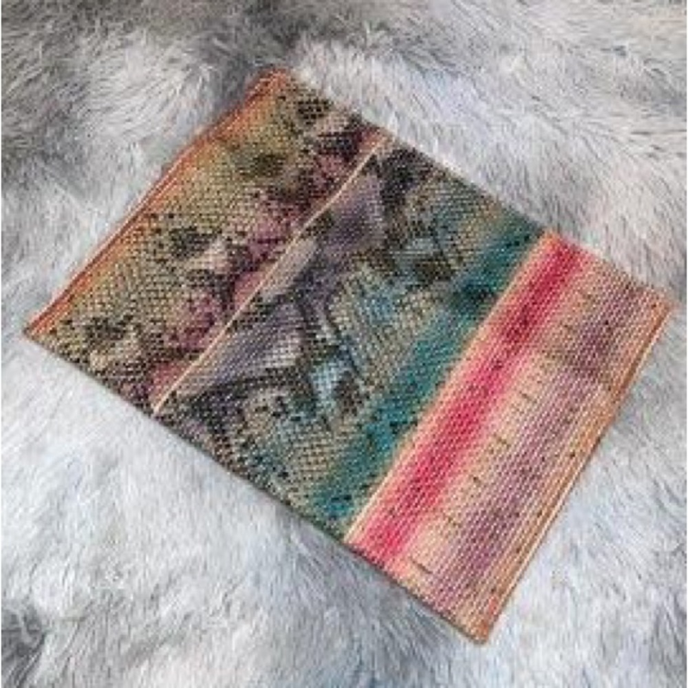 Woven Reptile Print Multicolored Clutch w/ Removable Strap - Picture 4 of 10